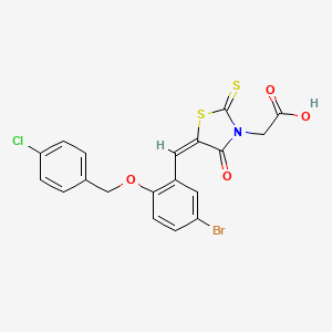 ((5E)-5-{5-bromo-2-[(4-chlorobenzyl)oxy]benzylidene}-4-oxo-2-thioxo-1,3-thiazolidin-3-yl)acetic acid