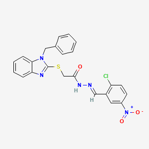 molecular formula C23H18ClN5O3S B11670231 2-[(1-benzyl-1H-benzimidazol-2-yl)sulfanyl]-N'-[(E)-(2-chloro-5-nitrophenyl)methylidene]acetohydrazide 