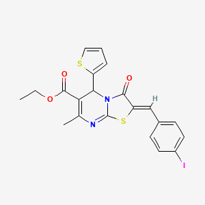 ethyl (2Z)-2-(4-iodobenzylidene)-7-methyl-3-oxo-5-(thiophen-2-yl)-2,3-dihydro-5H-[1,3]thiazolo[3,2-a]pyrimidine-6-carboxylate