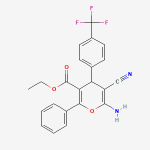 ethyl 6-amino-5-cyano-2-phenyl-4-[4-(trifluoromethyl)phenyl]-4H-pyran-3-carboxylate