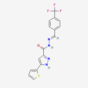 molecular formula C16H11F3N4OS B11670273 3-(2-thienyl)-N'-{(E)-[4-(trifluoromethyl)phenyl]methylidene}-1H-pyrazole-5-carbohydrazide 