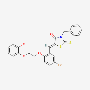 molecular formula C26H22BrNO4S2 B11670302 (5Z)-3-benzyl-5-{5-bromo-2-[2-(2-methoxyphenoxy)ethoxy]benzylidene}-2-thioxo-1,3-thiazolidin-4-one 