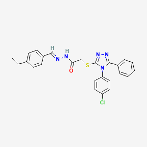 2-{[4-(4-chlorophenyl)-5-phenyl-4H-1,2,4-triazol-3-yl]sulfanyl}-N'-[(E)-(4-ethylphenyl)methylidene]acetohydrazide