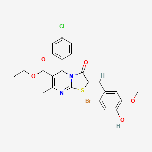 molecular formula C24H20BrClN2O5S B11670331 ethyl (2Z)-2-(2-bromo-4-hydroxy-5-methoxybenzylidene)-5-(4-chlorophenyl)-7-methyl-3-oxo-2,3-dihydro-5H-[1,3]thiazolo[3,2-a]pyrimidine-6-carboxylate 