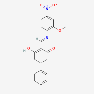 molecular formula C20H18N2O5 B11670391 2-{[(2-Methoxy-4-nitrophenyl)amino]methylidene}-5-phenylcyclohexane-1,3-dione 