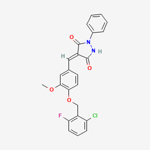 (4E)-4-{4-[(2-chloro-6-fluorobenzyl)oxy]-3-methoxybenzylidene}-1-phenylpyrazolidine-3,5-dione