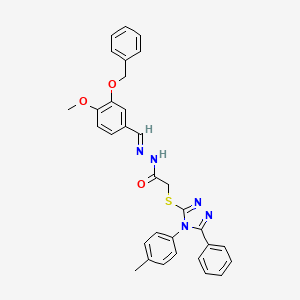 N'-{(E)-[3-(benzyloxy)-4-methoxyphenyl]methylidene}-2-{[4-(4-methylphenyl)-5-phenyl-4H-1,2,4-triazol-3-yl]sulfanyl}acetohydrazide