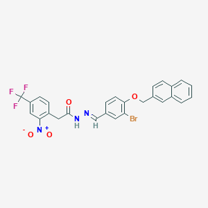 molecular formula C27H19BrF3N3O4 B11670431 N'-{(E)-[3-bromo-4-(naphthalen-2-ylmethoxy)phenyl]methylidene}-2-[2-nitro-4-(trifluoromethyl)phenyl]acetohydrazide 