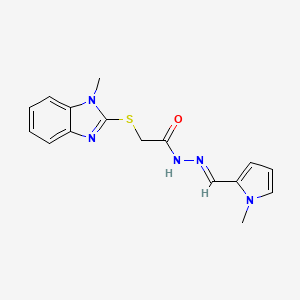 2-[(1-methyl-1H-benzimidazol-2-yl)sulfanyl]-N'-[(E)-(1-methyl-1H-pyrrol-2-yl)methylidene]acetohydrazide