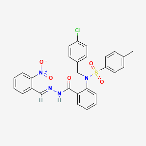 molecular formula C28H23ClN4O5S B11670435 N-(4-chlorobenzyl)-4-methyl-N-(2-{[(2E)-2-(2-nitrobenzylidene)hydrazinyl]carbonyl}phenyl)benzenesulfonamide 