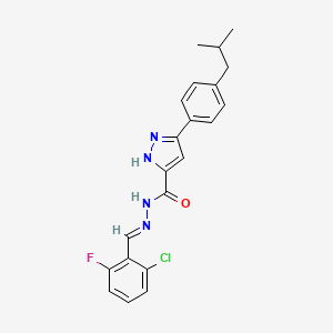 N'-[(E)-(2-chloro-6-fluorophenyl)methylidene]-3-[4-(2-methylpropyl)phenyl]-1H-pyrazole-5-carbohydrazide