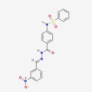 molecular formula C21H18N4O5S B11670446 N-methyl-N-(4-{[(2E)-2-(3-nitrobenzylidene)hydrazinyl]carbonyl}phenyl)benzenesulfonamide 