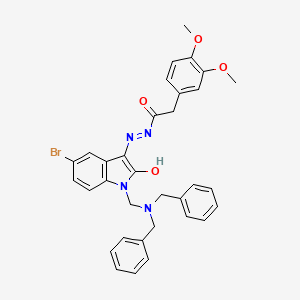 N'-{(3E)-5-bromo-1-[(dibenzylamino)methyl]-2-oxo-1,2-dihydro-3H-indol-3-ylidene}-2-(3,4-dimethoxyphenyl)acetohydrazide