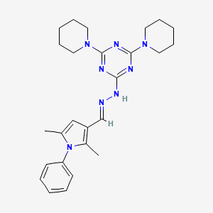 2-{(2E)-2-[(2,5-dimethyl-1-phenyl-1H-pyrrol-3-yl)methylidene]hydrazinyl}-4,6-di(piperidin-1-yl)-1,3,5-triazine