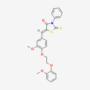 (5Z)-5-{3-methoxy-4-[2-(2-methoxyphenoxy)ethoxy]benzylidene}-3-phenyl-2-thioxo-1,3-thiazolidin-4-one