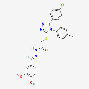 2-{[5-(4-chlorophenyl)-4-(4-methylphenyl)-4H-1,2,4-triazol-3-yl]sulfanyl}-N'-[(E)-(4-hydroxy-3-methoxyphenyl)methylidene]acetohydrazide