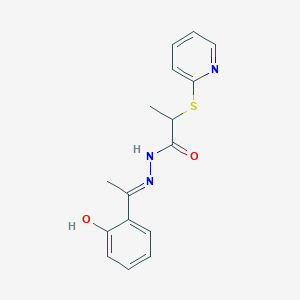 molecular formula C16H17N3O2S B11670495 N'-[(1E)-1-(2-hydroxyphenyl)ethylidene]-2-(pyridin-2-ylsulfanyl)propanehydrazide 