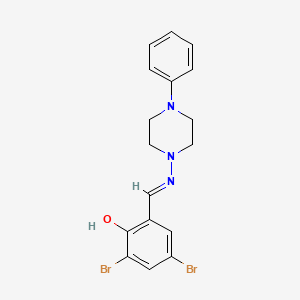 molecular formula C17H17Br2N3O B11670498 2,4-Dibromo-6-[(E)-[(4-phenylpiperazin-1-YL)imino]methyl]phenol 