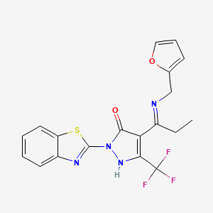 2-(1,3-benzothiazol-2-yl)-4-{1-[(2-furylmethyl)amino]propylidene}-5-(trifluoromethyl)-2,4-dihydro-3H-pyrazol-3-one