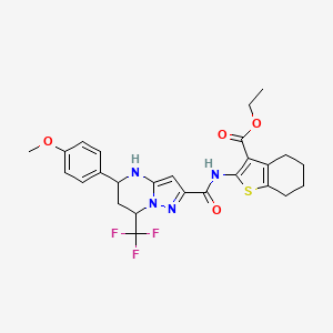 Ethyl 2-({[5-(4-methoxyphenyl)-7-(trifluoromethyl)-4,5,6,7-tetrahydropyrazolo[1,5-a]pyrimidin-2-yl]carbonyl}amino)-4,5,6,7-tetrahydro-1-benzothiophene-3-carboxylate