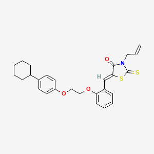 molecular formula C27H29NO3S2 B11670577 (5Z)-5-{2-[2-(4-cyclohexylphenoxy)ethoxy]benzylidene}-3-(prop-2-en-1-yl)-2-thioxo-1,3-thiazolidin-4-one 