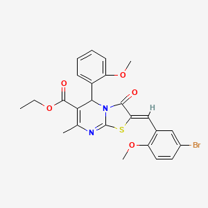 molecular formula C25H23BrN2O5S B11670595 ethyl (2Z)-2-(5-bromo-2-methoxybenzylidene)-5-(2-methoxyphenyl)-7-methyl-3-oxo-2,3-dihydro-5H-[1,3]thiazolo[3,2-a]pyrimidine-6-carboxylate 