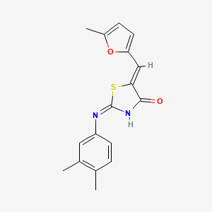 molecular formula C17H16N2O2S B11670641 (2Z,5Z)-2-[(3,4-dimethylphenyl)imino]-5-[(5-methylfuran-2-yl)methylidene]-1,3-thiazolidin-4-one 