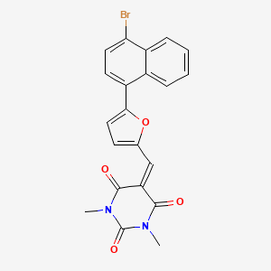 molecular formula C21H15BrN2O4 B11670642 5-{[5-(4-Bromonaphthalen-1-YL)furan-2-YL]methylidene}-1,3-dimethyl-1,3-diazinane-2,4,6-trione 