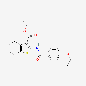 molecular formula C21H25NO4S B11670648 Ethyl 2-({[4-(propan-2-yloxy)phenyl]carbonyl}amino)-4,5,6,7-tetrahydro-1-benzothiophene-3-carboxylate 