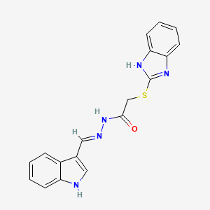 molecular formula C18H15N5OS B11670655 2-(1H-benzimidazol-2-ylsulfanyl)-N'-[(E)-1H-indol-3-ylmethylidene]acetohydrazide 