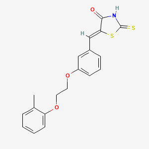 molecular formula C19H17NO3S2 B11670664 (5Z)-5-{3-[2-(2-methylphenoxy)ethoxy]benzylidene}-2-thioxo-1,3-thiazolidin-4-one 