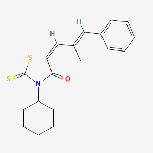 molecular formula C19H21NOS2 B11670666 (5E)-3-cyclohexyl-5-[(2E)-2-methyl-3-phenylprop-2-en-1-ylidene]-2-thioxo-1,3-thiazolidin-4-one 