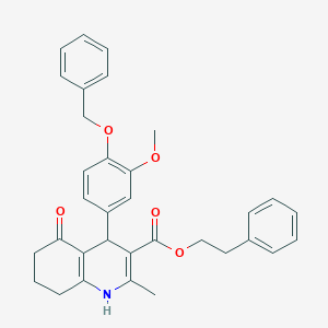 2-Phenylethyl 4-[4-(benzyloxy)-3-methoxyphenyl]-2-methyl-5-oxo-1,4,5,6,7,8-hexahydroquinoline-3-carboxylate