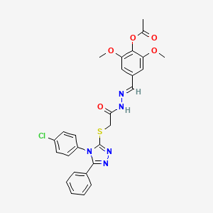 molecular formula C27H24ClN5O5S B11670692 4-{(E)-[({[4-(4-chlorophenyl)-5-phenyl-4H-1,2,4-triazol-3-yl]thio}acetyl)hydrazono]methyl}-2,6-dimethoxyphenyl acetate 