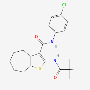 N-(4-chlorophenyl)-2-[(2,2-dimethylpropanoyl)amino]-5,6,7,8-tetrahydro-4H-cyclohepta[b]thiophene-3-carboxamide