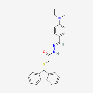 molecular formula C26H27N3OS B11670717 N'-[(E)-[4-(Diethylamino)phenyl]methylidene]-2-(9H-fluoren-9-ylsulfanyl)acetohydrazide 