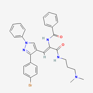 N-[(1Z)-1-[3-(4-bromophenyl)-1-phenyl-1H-pyrazol-4-yl]-3-{[3-(dimethylamino)propyl]amino}-3-oxoprop-1-en-2-yl]benzamide