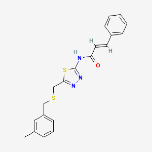 molecular formula C20H19N3OS2 B11670750 (2E)-N-(5-{[(3-methylbenzyl)sulfanyl]methyl}-1,3,4-thiadiazol-2-yl)-3-phenylprop-2-enamide 