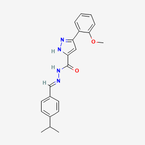 molecular formula C21H22N4O2 B11670752 N'-(4-Isopropylbenzylidene)-3-(2-methoxyphenyl)-1H-pyrazole-5-carbohydrazide 