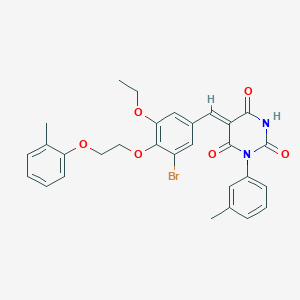 (5Z)-5-{3-bromo-5-ethoxy-4-[2-(2-methylphenoxy)ethoxy]benzylidene}-1-(3-methylphenyl)pyrimidine-2,4,6(1H,3H,5H)-trione