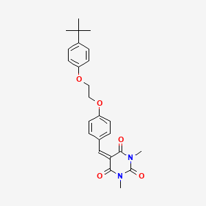 molecular formula C25H28N2O5 B11670763 5-({4-[2-(4-Tert-butylphenoxy)ethoxy]phenyl}methylidene)-1,3-dimethyl-1,3-diazinane-2,4,6-trione 