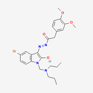 molecular formula C25H31BrN4O4 B11670771 N'-{(3E)-5-bromo-1-[(dipropylamino)methyl]-2-oxo-1,2-dihydro-3H-indol-3-ylidene}-2-(3,4-dimethoxyphenyl)acetohydrazide 