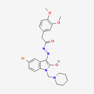 N'-[(3E)-5-bromo-2-oxo-1-(piperidin-1-ylmethyl)-1,2-dihydro-3H-indol-3-ylidene]-2-(3,4-dimethoxyphenyl)acetohydrazide