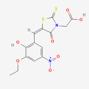 2-[(5E)-5-[(3-ethoxy-2-hydroxy-5-nitrophenyl)methylidene]-4-oxo-2-sulfanylidene-1,3-thiazolidin-3-yl]acetic acid