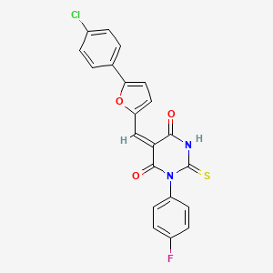 (5E)-5-{[5-(4-chlorophenyl)furan-2-yl]methylidene}-1-(4-fluorophenyl)-2-thioxodihydropyrimidine-4,6(1H,5H)-dione