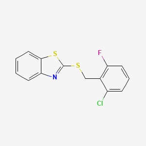 molecular formula C14H9ClFNS2 B11670833 2-((2-Chloro-6-fluorobenzyl)thio)benzo[d]thiazole 