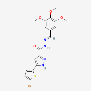 molecular formula C18H17BrN4O4S B11670852 3-(5-bromothiophen-2-yl)-N'-[(E)-(3,4,5-trimethoxyphenyl)methylidene]-1H-pyrazole-5-carbohydrazide 