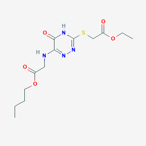 2-[[3-[(2-ethoxy-2-oxoethyl)thio]-5-oxo-2H-1,2,4-triazin-6-yl]amino]acetic acid butyl ester