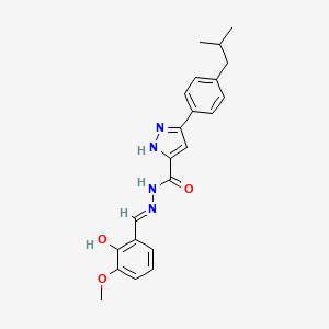 molecular formula C22H24N4O3 B11670919 N'-[(E)-(2-hydroxy-3-methoxyphenyl)methylidene]-3-[4-(2-methylpropyl)phenyl]-1H-pyrazole-5-carbohydrazide 