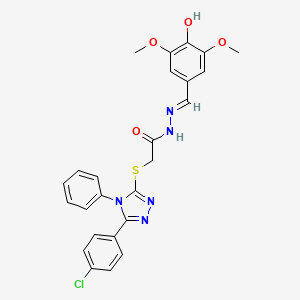 2-{[5-(4-chlorophenyl)-4-phenyl-4H-1,2,4-triazol-3-yl]sulfanyl}-N'-[(E)-(4-hydroxy-3,5-dimethoxyphenyl)methylidene]acetohydrazide